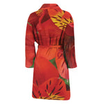 Red Alstroemeria Print Men's Bathrobe