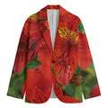 Red Alstroemeria Print Men's Blazer