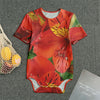 Red Alstroemeria Print Men's Bodysuit