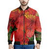 Red Alstroemeria Print Men's Bomber Jacket