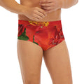 Red Alstroemeria Print Men's Briefs