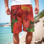 Red Alstroemeria Print Men's Cargo Shorts