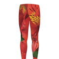 Red Alstroemeria Print Men's Leggings