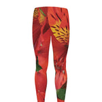 Red Alstroemeria Print Men's leggings