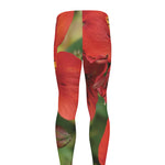 Red Alstroemeria Print Men's leggings