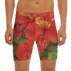 Red Alstroemeria Print Men's Long Boxer Briefs