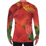 Red Alstroemeria Print Men's Long Sleeve T-Shirt