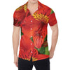 Red Alstroemeria Print Men's Shirt