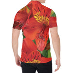 Red Alstroemeria Print Men's Shirt