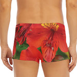 Red Alstroemeria Print Men's Short Boxer Briefs
