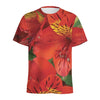 Red Alstroemeria Print Men's Sports T-Shirt