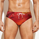 Red Alstroemeria Print Men's Swim Briefs