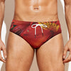 Red Alstroemeria Print Men's Swim Briefs