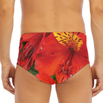 Red Alstroemeria Print Men's Triangle Swim Briefs