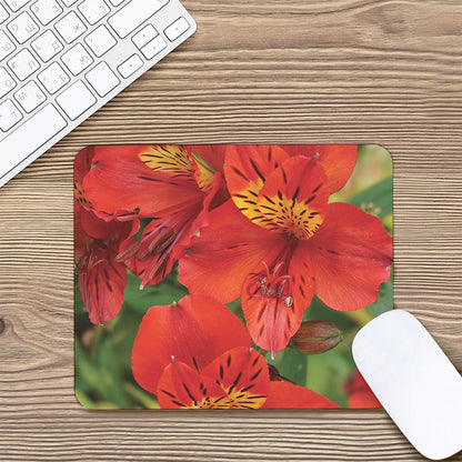 Red Alstroemeria Print Mouse Pad