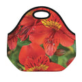 Red Alstroemeria Print Neoprene Lunch Bag