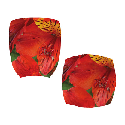 Red Alstroemeria Print Office Chair Cover