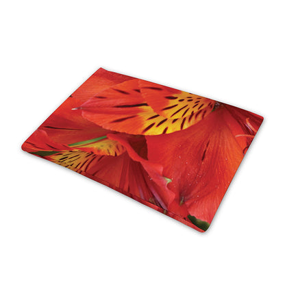 Red Alstroemeria Print Pet Cooling Mat Cover