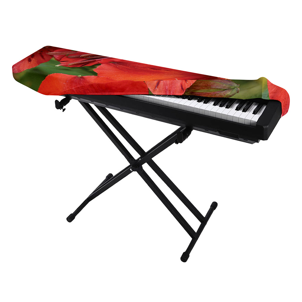 Red Alstroemeria Print Piano Keyboard Cover