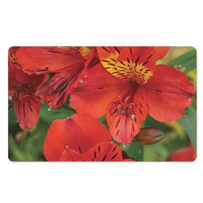 Red Alstroemeria Print Polyester Doormat