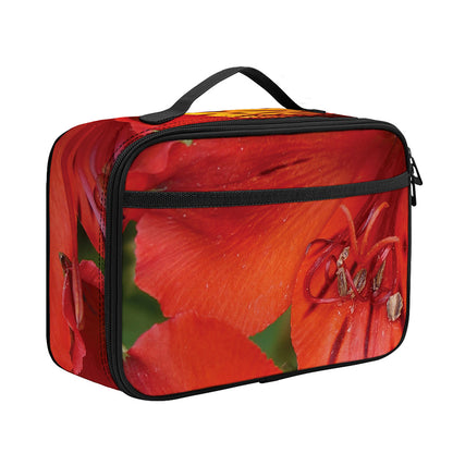 Red Alstroemeria Print Portable Lunch Bag