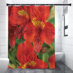 Red Alstroemeria Print Premium Shower Curtain