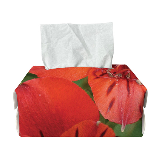 Red Alstroemeria Print Rectangle Tissue Box Cover