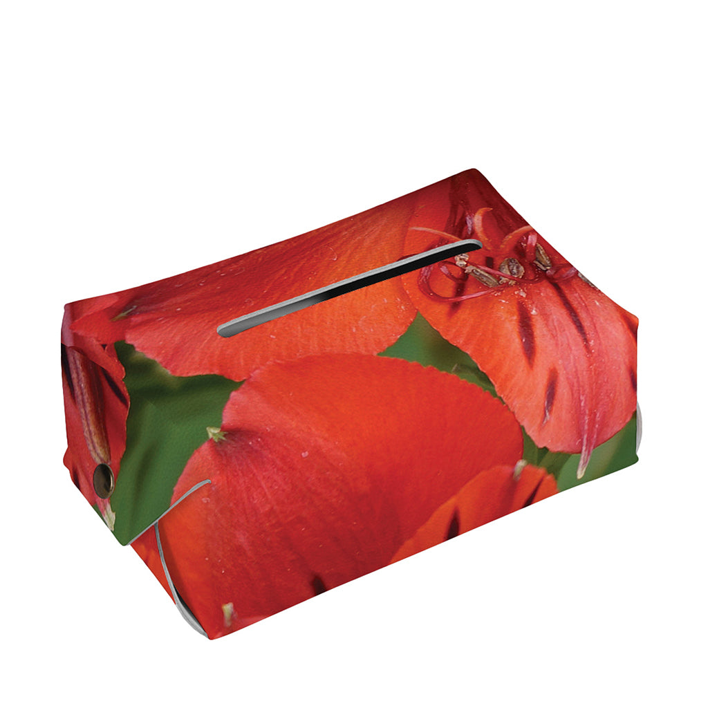 Red Alstroemeria Print Rectangle Tissue Box Cover
