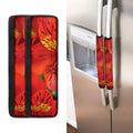 Red Alstroemeria Print Refrigerator Handle Covers