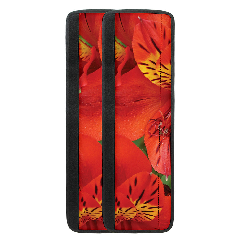 Red Alstroemeria Print Refrigerator Handle Covers