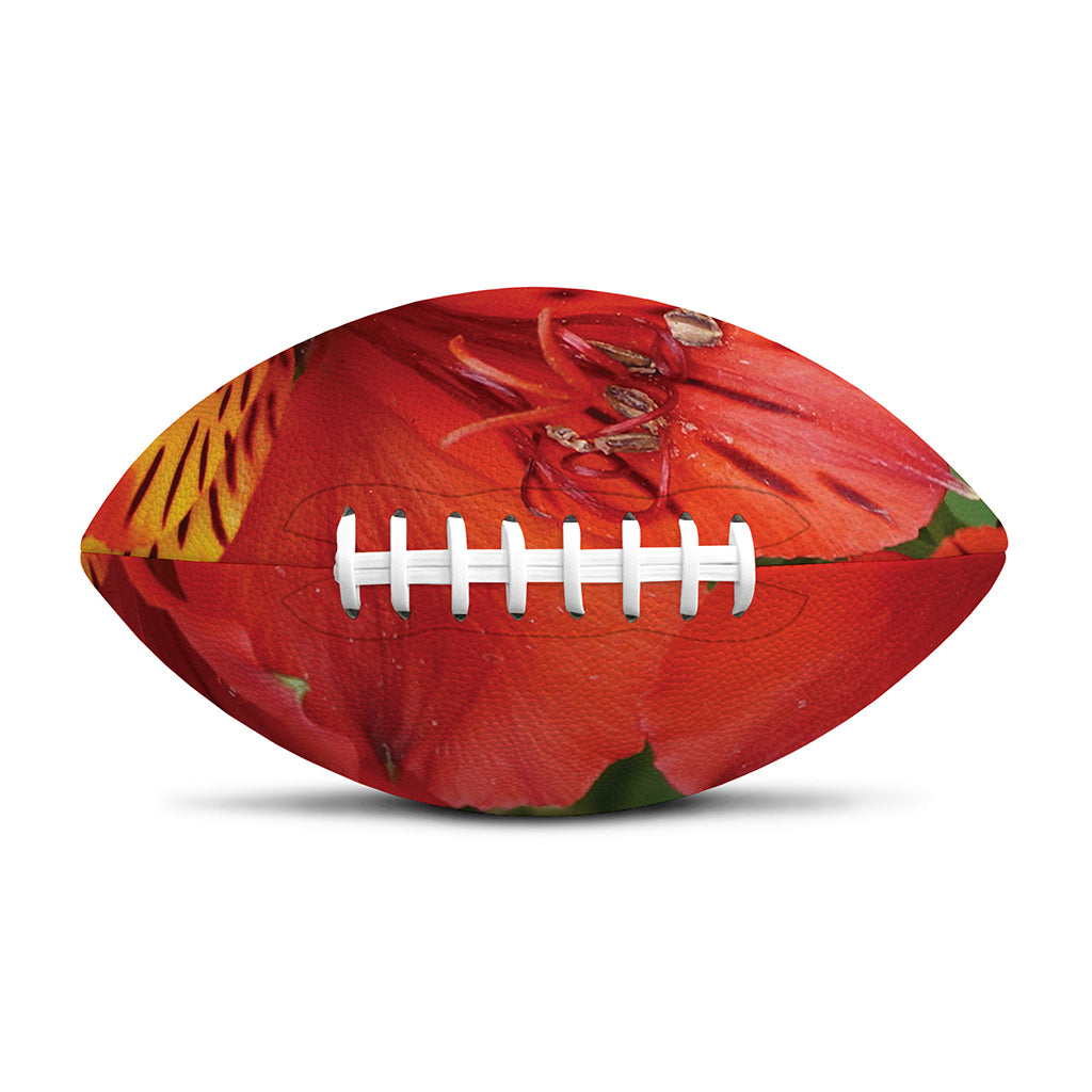 Red Alstroemeria Print Rugby Ball