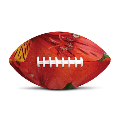 Red Alstroemeria Print Rugby Ball