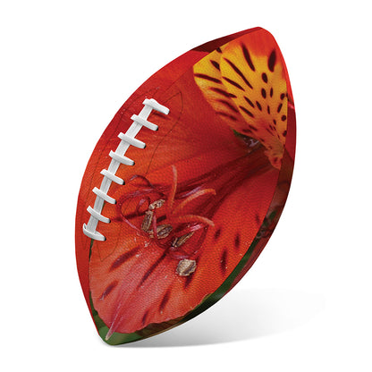 Red Alstroemeria Print Rugby Ball