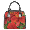 Red Alstroemeria Print Shoulder Handbag