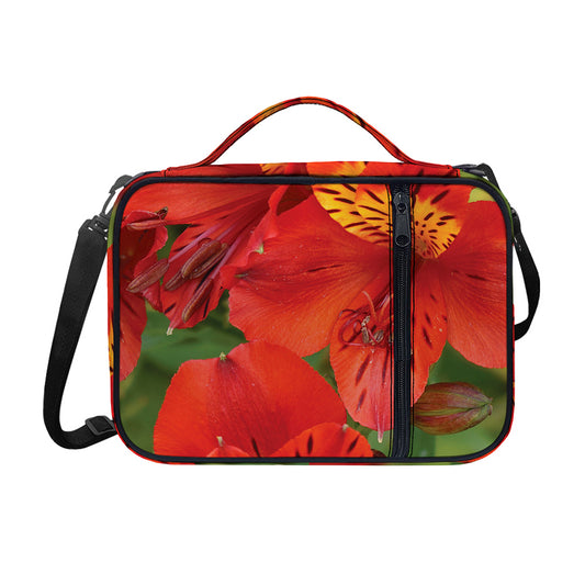 Red Alstroemeria Print Shoulder Strap Bible Bag