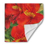 Red Alstroemeria Print Silk Bandana