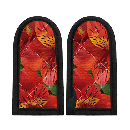 Red Alstroemeria Print Skillet Handle Cover