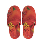 Red Alstroemeria Print Slippers