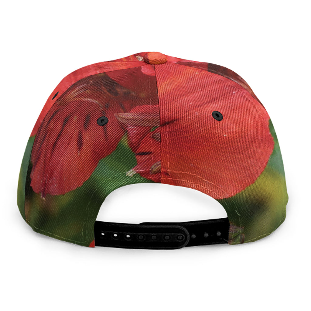 Red Alstroemeria Print Snapback Cap