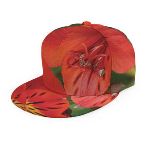 Red Alstroemeria Print Snapback Cap