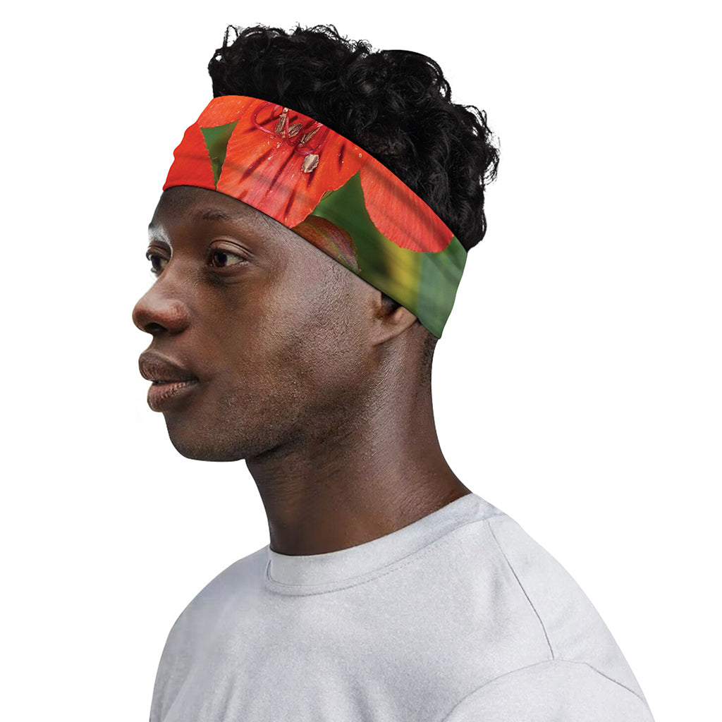 Red Alstroemeria Print Sports Headband