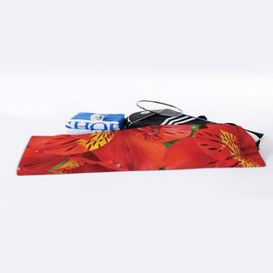 Red Alstroemeria Print Sports Towel