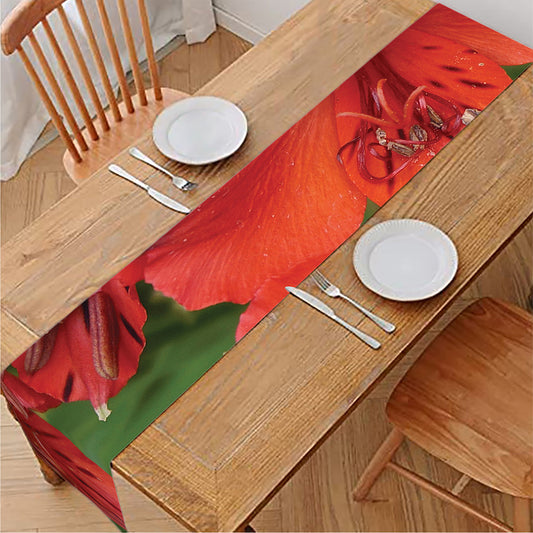Red Alstroemeria Print Table Runner