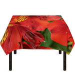 Red Alstroemeria Print Tablecloth