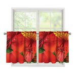 Red Alstroemeria Print Tier Curtains