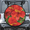 Red Alstroemeria Print Tire Cover