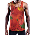 Red Alstroemeria Print Men's Workout Tank Top