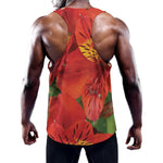 Red Alstroemeria Print Training Tank Top