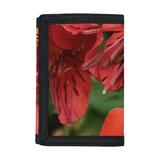 Red Alstroemeria Print Trifold Wallet