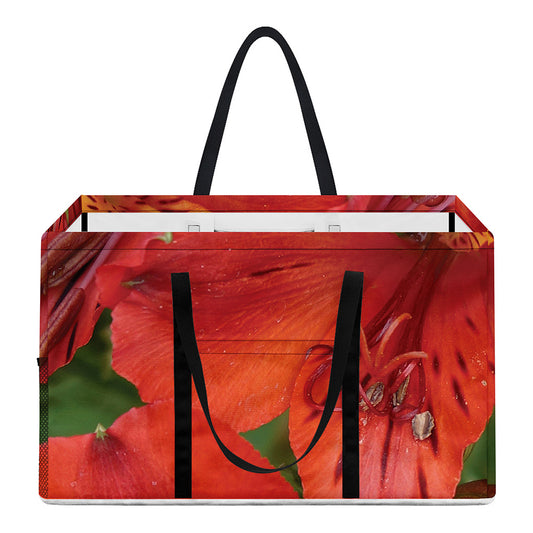 Red Alstroemeria Print Utility Tote Bag